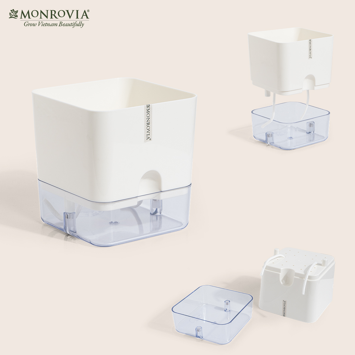 Chậu trồng cây tự tưới để bàn Monrovia, thiết kế thông minh, decor văn phòng, trong nhà, sang trọng, Tiêu chuẩn Châu Âu