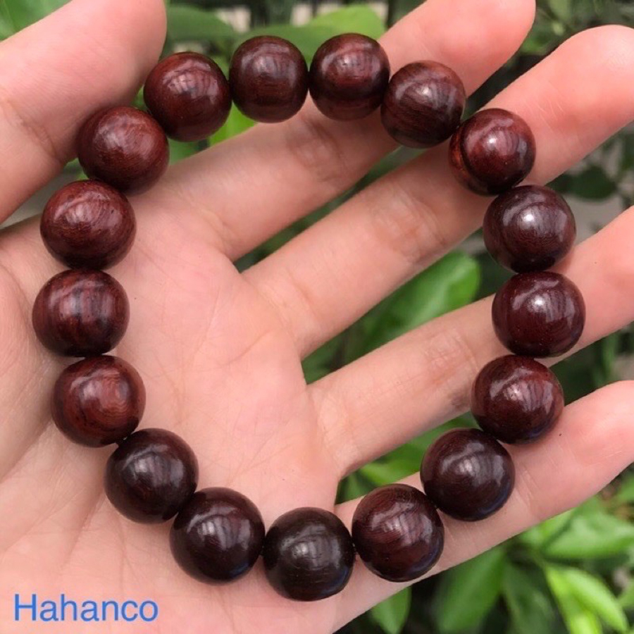 Vòng tay gỗ Cẩm Lai phong thủy (Size 12mm - 17 hạt) BH676 - Vân gỗ cực đẹp - Bracelet of HAHANCO
