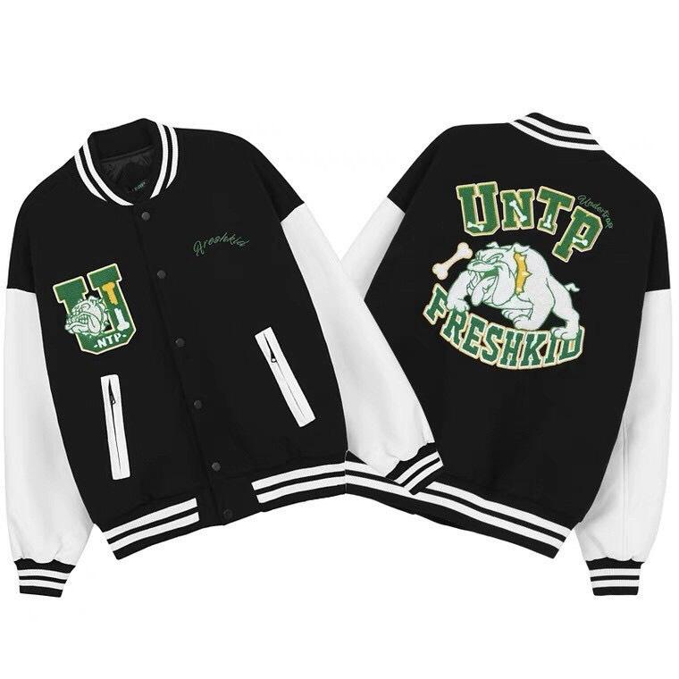 Áo Khoác Bomber Cardigan UNTP DOG Nỉ Bông Phối Túi Kéo Form Rộng Basic Nam Nữ Unisex Ulzzang