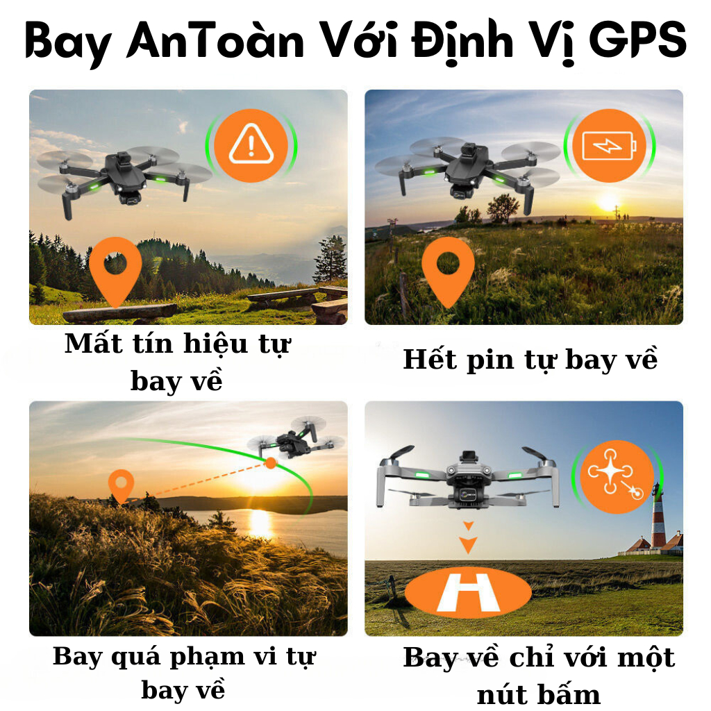 Flycam camera full HD siêu nét, Plycam M218 pro max tốt hơn Drone K998 Max có G.P.S pin trâu 3500 bay 30 phút - Hàng chính hãng