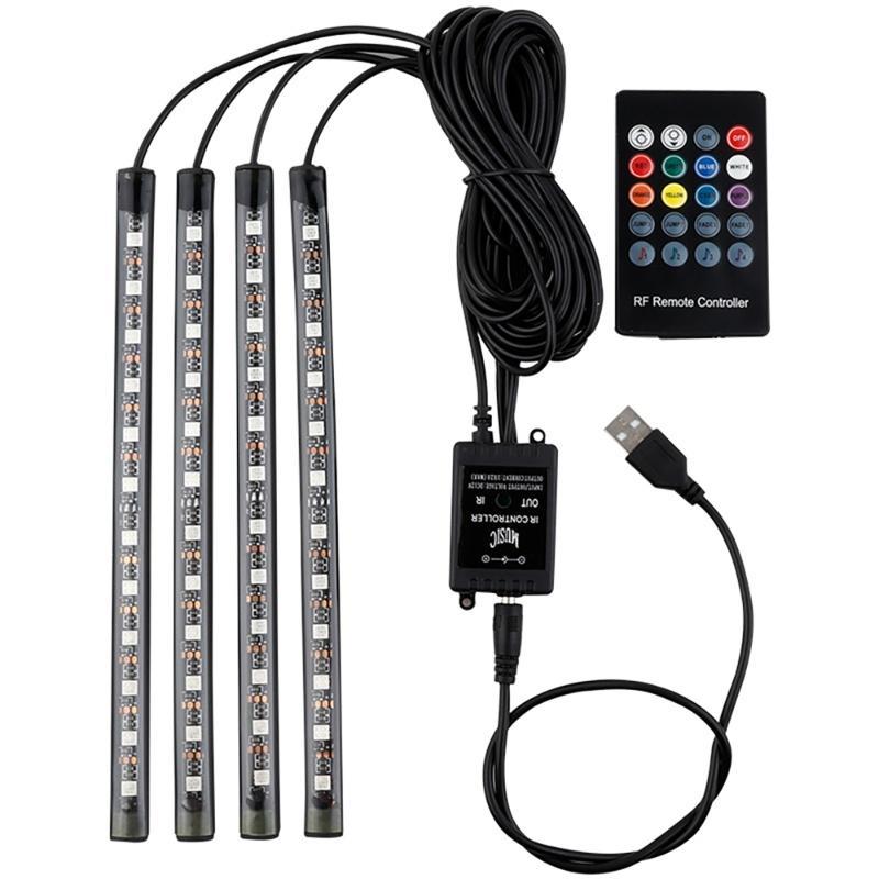 Dây đèn LED 48 bóng trang trí nội thất xe hơi kèm điều khiển từ xa