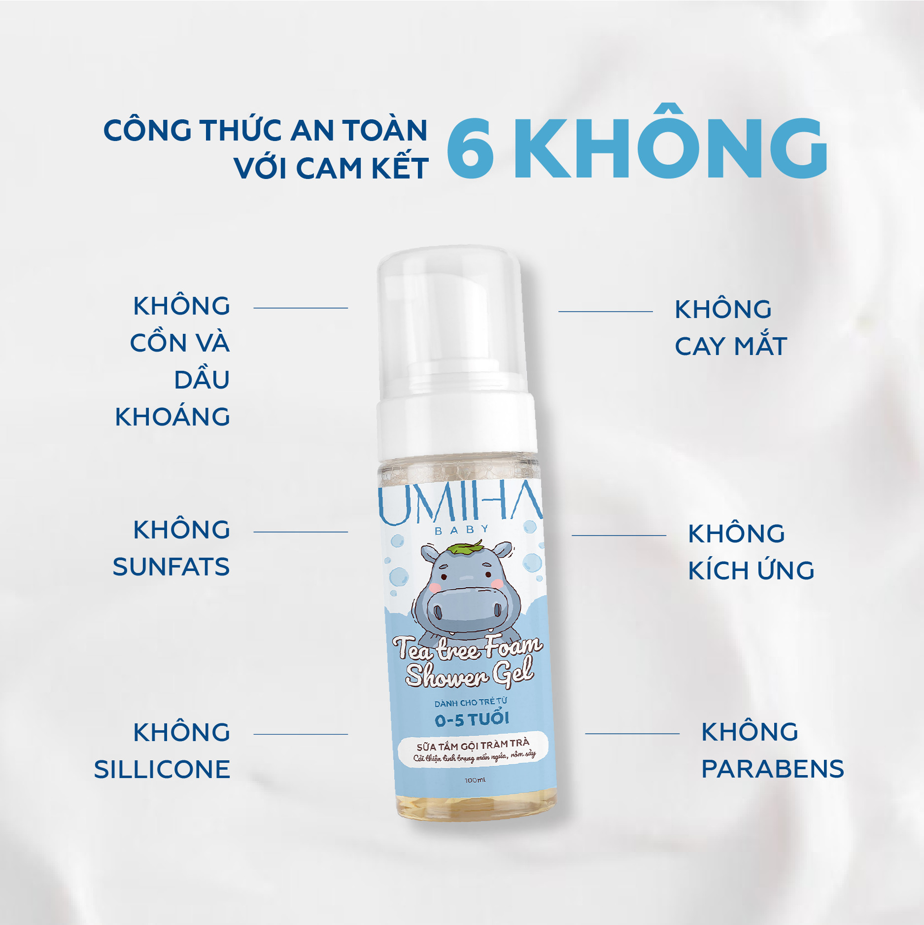 Sữa tắm bọt tràm trà cho bé UMIHA 100ml - Chống cảm cúm, ho, giữ ấm cơ thể tăng miễn dịch ngăn vi khuẩn, bệnh ngoài da