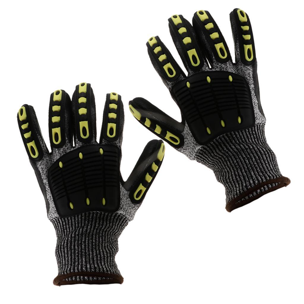2 Pairs Cut Resistant Work Gloves Dissipates Impact Force and PU Coating Increases Slip Resistance