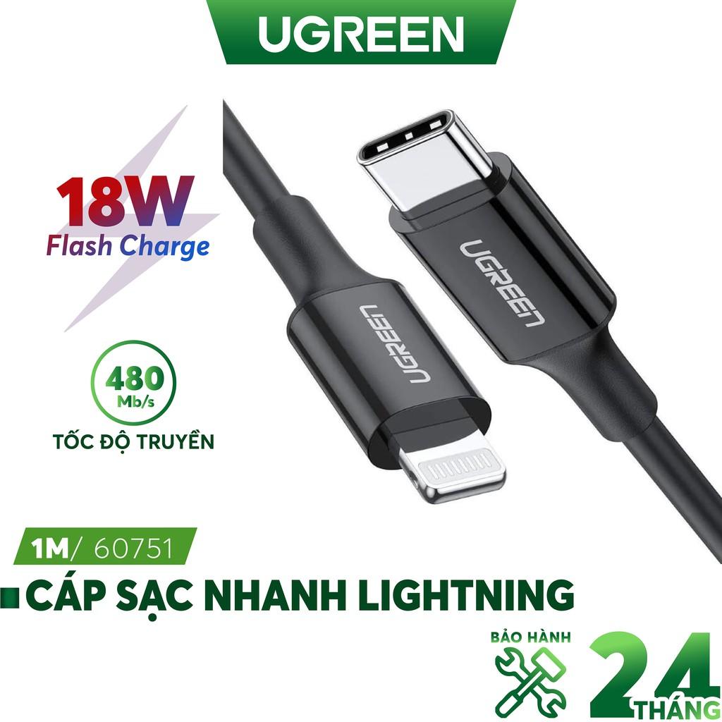 Cáp sạc nhanh MFI USB-C ra Lightning UGREEN US171 - Sạc nhanh PD 18W cho iPhone 8 đến iPhone 12 - Hàng Nhập Khẩu