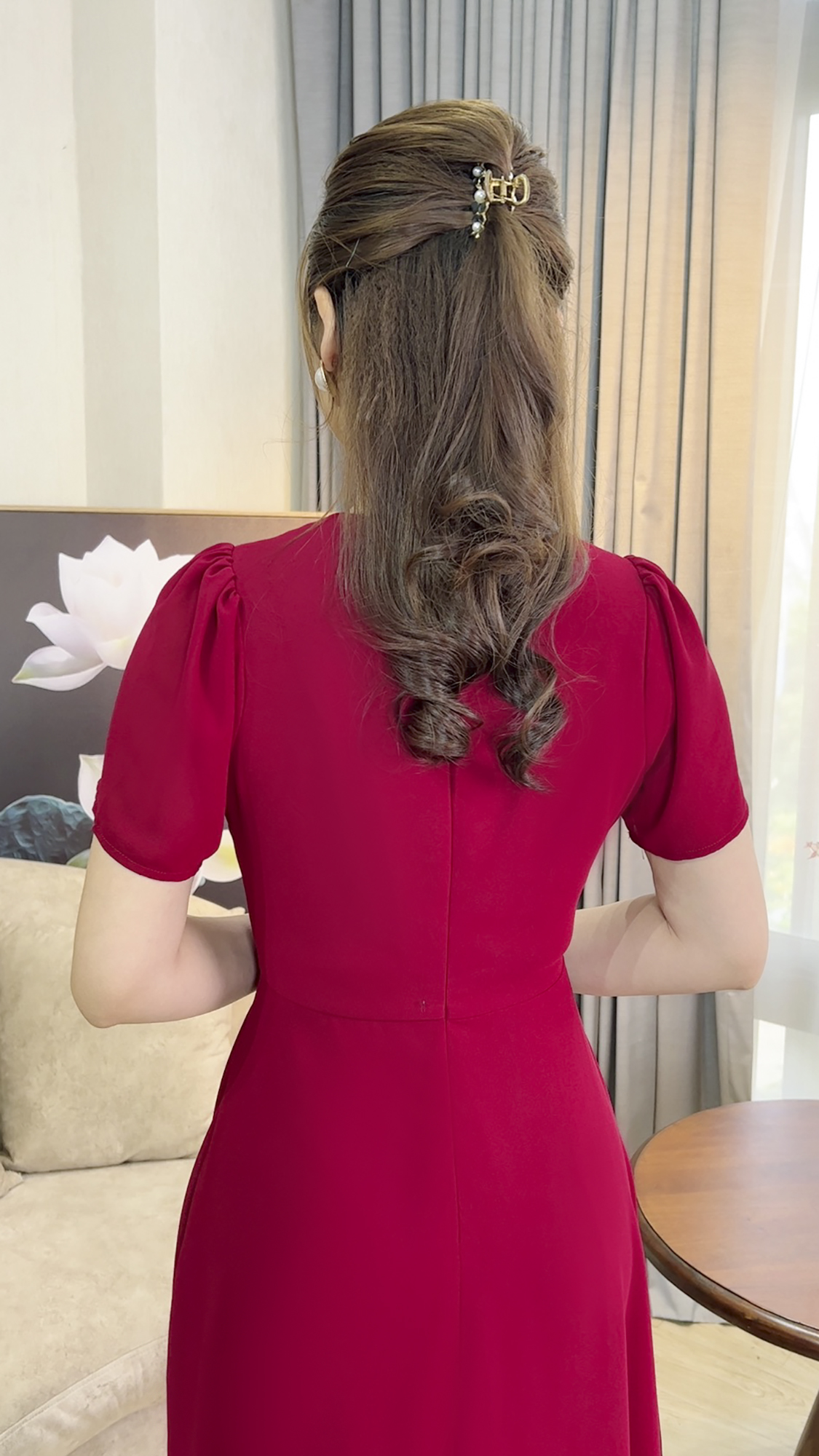 Đầm Đi Tiệc Trung Niên [ Linh Trà ] (TM 392) Cao Cấp Trẻ Trung Họa Tiết Sang Trọng Đi Làm Đi Tiệc