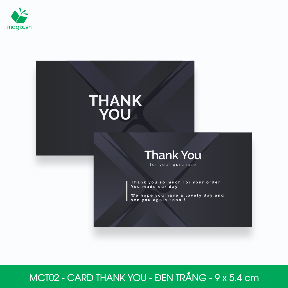 MCT02 - 9x5.4 cm - 1000 Card Thank you, Thiệp cảm ơn khách hàng, card cám ơn cứng cáp sang trọng