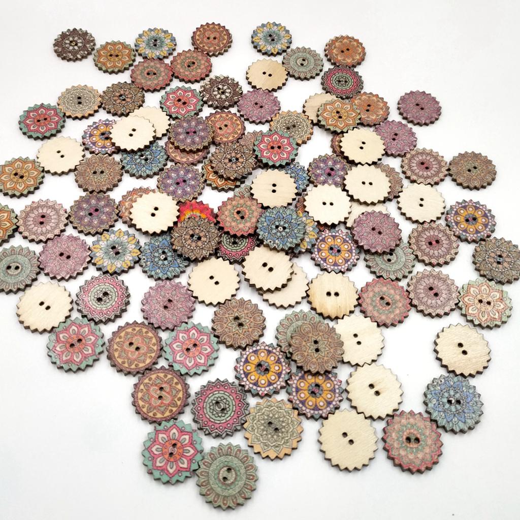 100 Miếng Sơn Gỗ Nút Cho May Craft Phụ Kiện DIY