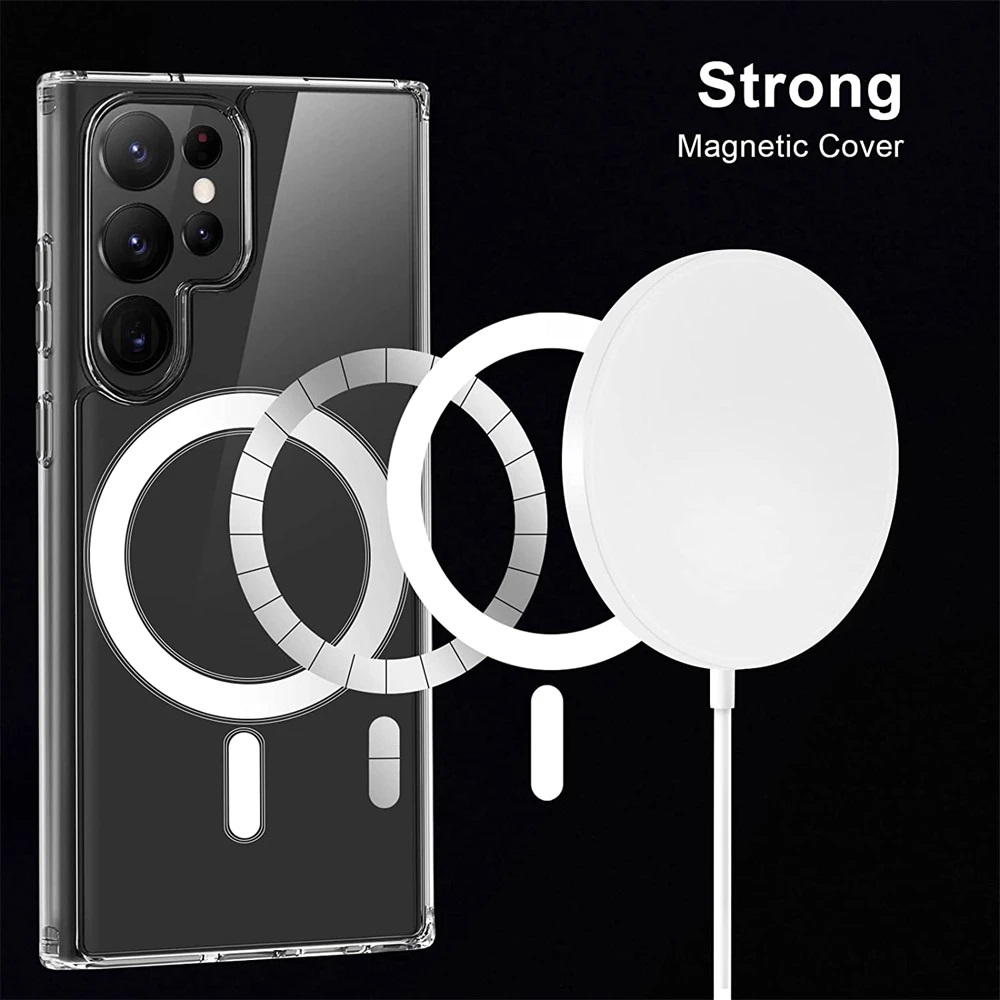 ốp lưng magnetic cho Samsung Galaxy S22 Ultra / S22 Plus / S22 5G hiệu HOTCASE Ultra Crystal Clear - thiết kế trong suốt, chống sốc chống va đập - Hàng nhập khẩu