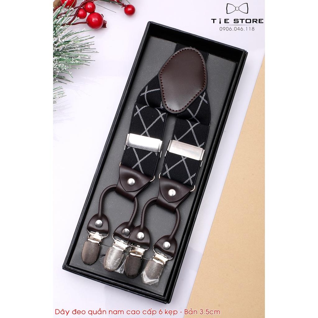 Dây đeo quần nam chữ Y 3.5cm 6 clip khóa kẹp - dây yếm quần nam cao cấp - Tie Store