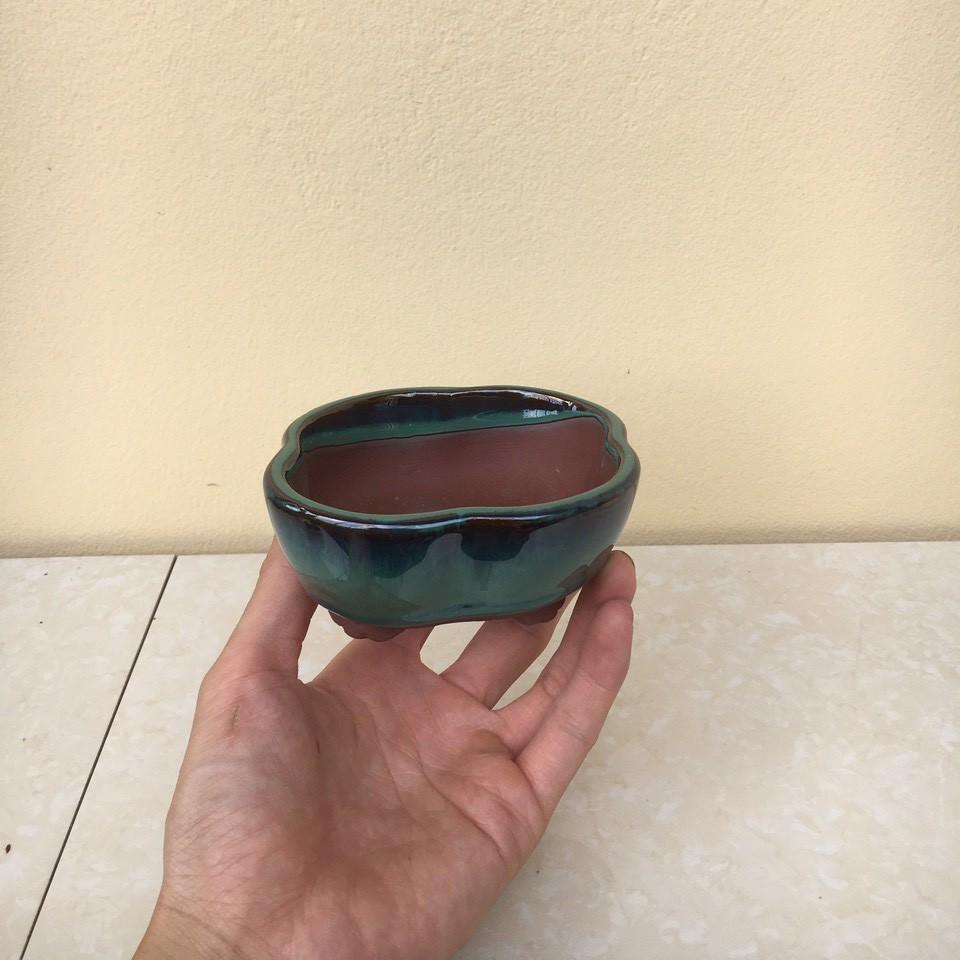 Chậu bonsai áng mây mini men hỏa biến gốm Bát tràng 1 size BM-03