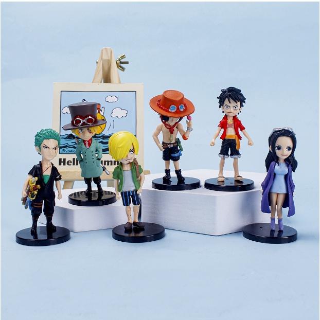 Mô Hình Nhân Vật One Piece, Bộ 6 Mô Hình Luffy, Zoro Cao 8cm, Trang Trí Decor, Bộ Sưu Tầm Nhận Vật Anime