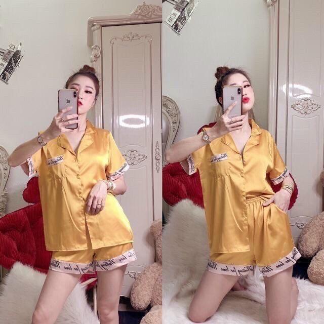 Bộ Đồ Ngủ Nữ Đồ Mặc Nhà Lụa Satin bộ lụa cộc tay 172
