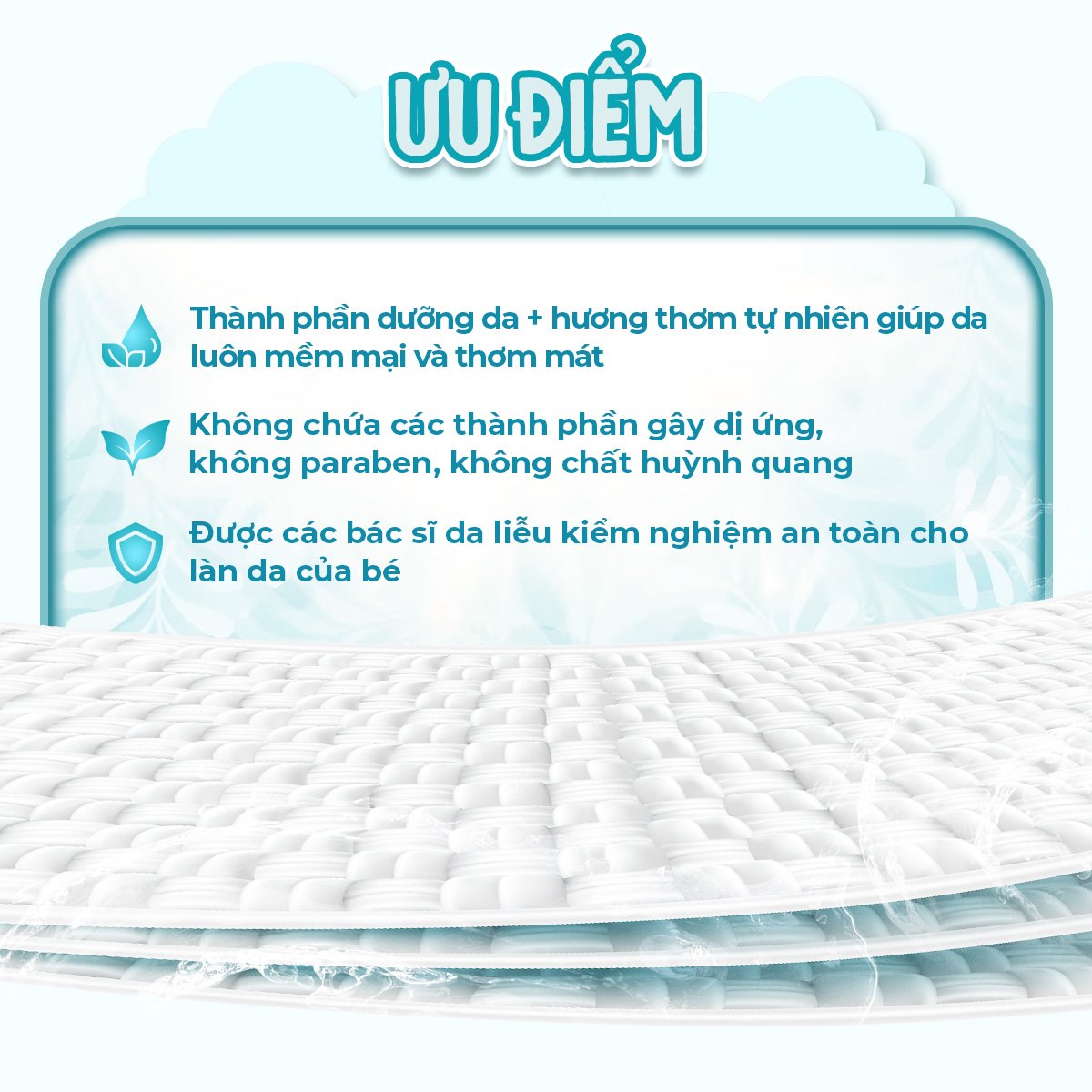 Khăn giấy ướt cho bé Ecobi không mùi không cồn không paraben an toàn cho làn da nhạy cảm của bé