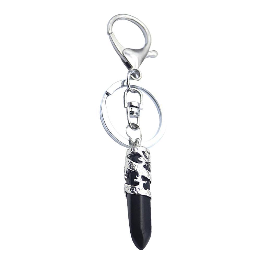 2-4pack Fashion Hexagonal Dragon Crystal Quartz Keychain Key Chain Black