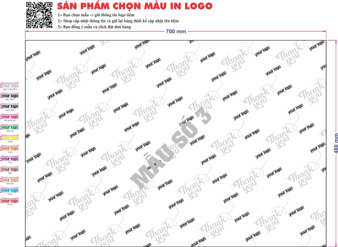 Giấy gói in logo chống ẩm 14g-Block 250-Chọn mẫu khổ 48x70cm