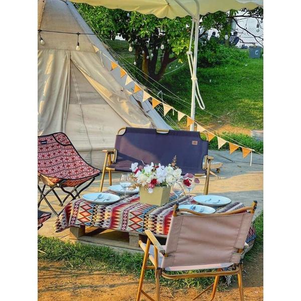 Dây cờ tam giác cắm trại vải thổ cẩm, Lều camping Picnic dài 3.8m, trang trí Treo tường, Sinh nhật, Decor