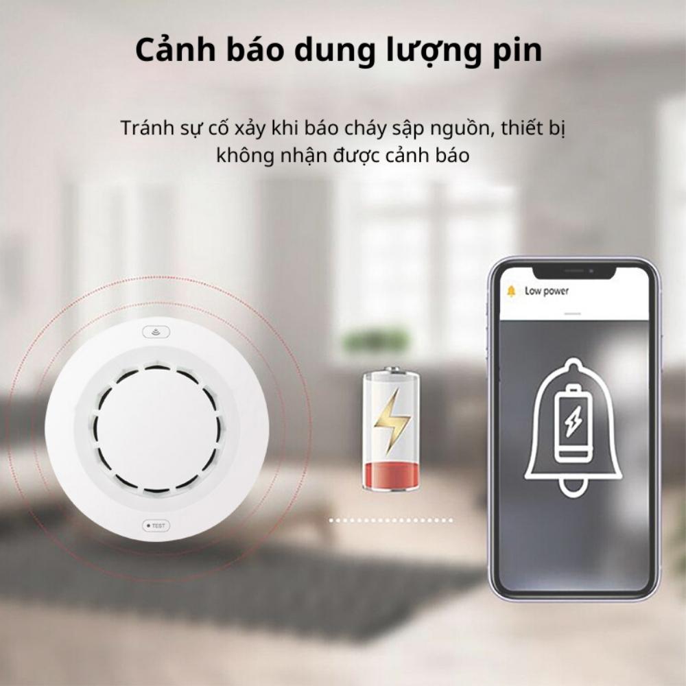 Đầu báo khói wifi chuông báo cháy vào điện thoại TF209