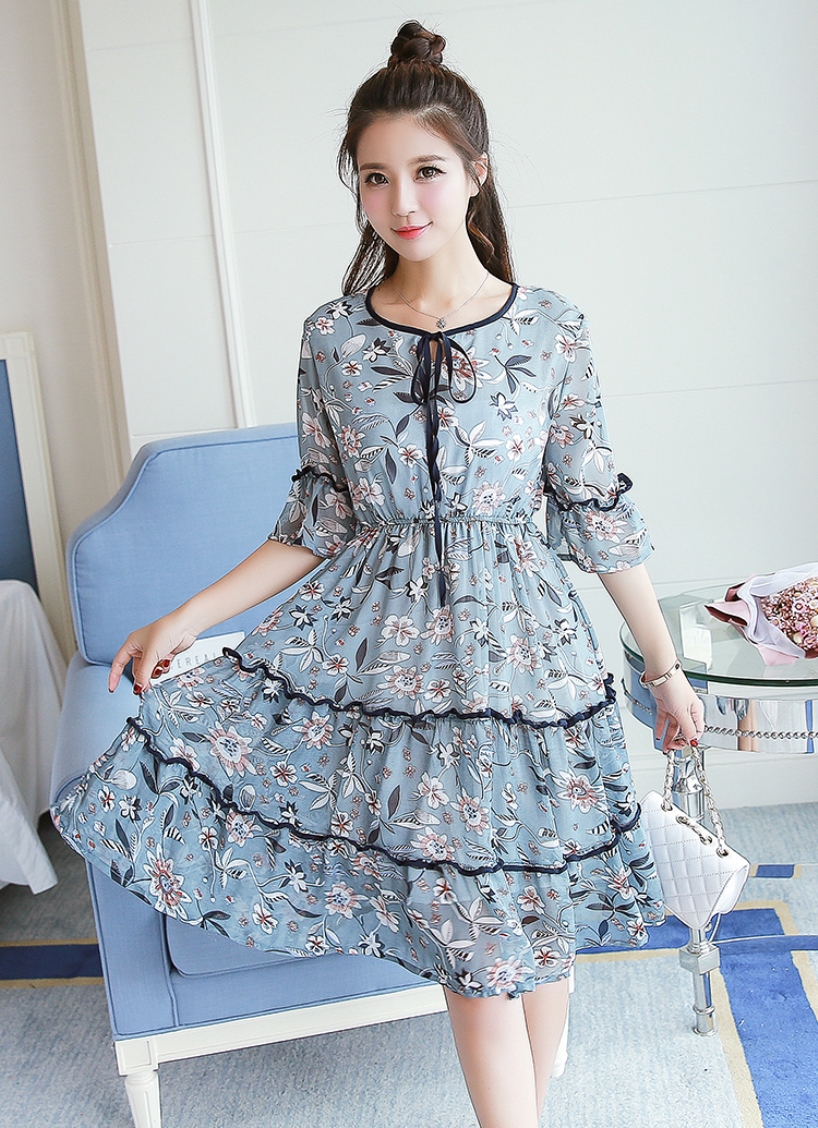 Đầm xòe họa tiết hoa sang trọng BY4303