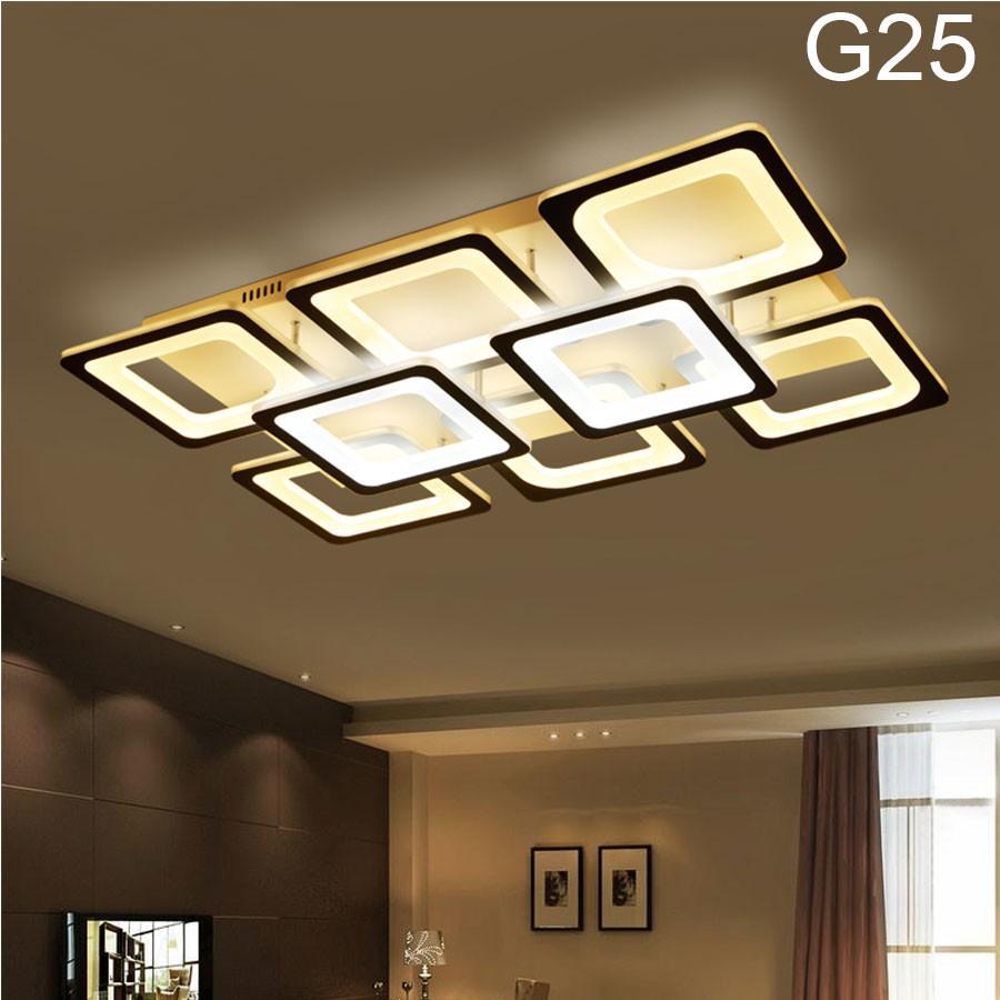 ĐÈN led ốp trần , đèn trang trí phòng khách G25 8 cánh vuông hiện đại 3 chế độ sáng kèm điều khiển từ xa