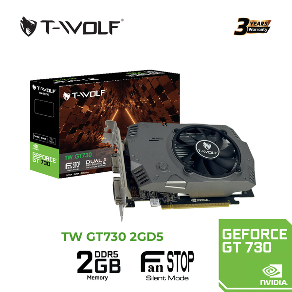 VGA T-WOLF TW-GT730 2G D5 (GT730/2GB/GDDR5/128bit/HDMI-VGA-DVI/1Fan) - Hàng Chính Hãng