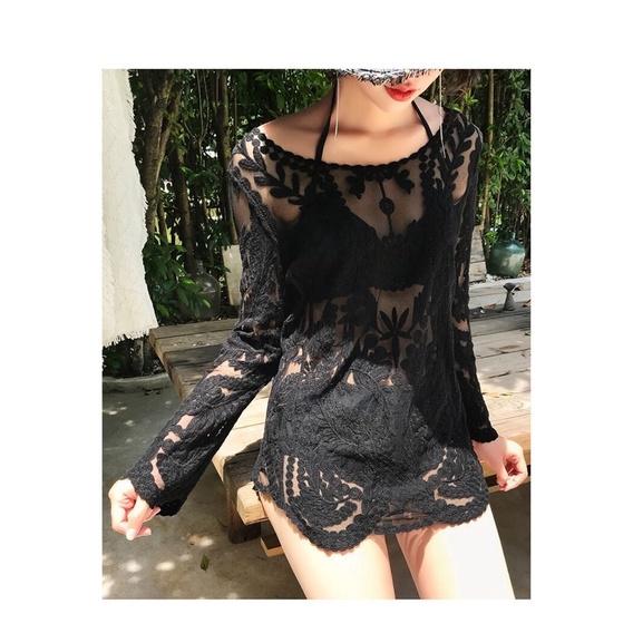 Áo khoác lưới kimono đi biển mặc ngoài bikini mùa hè 2023