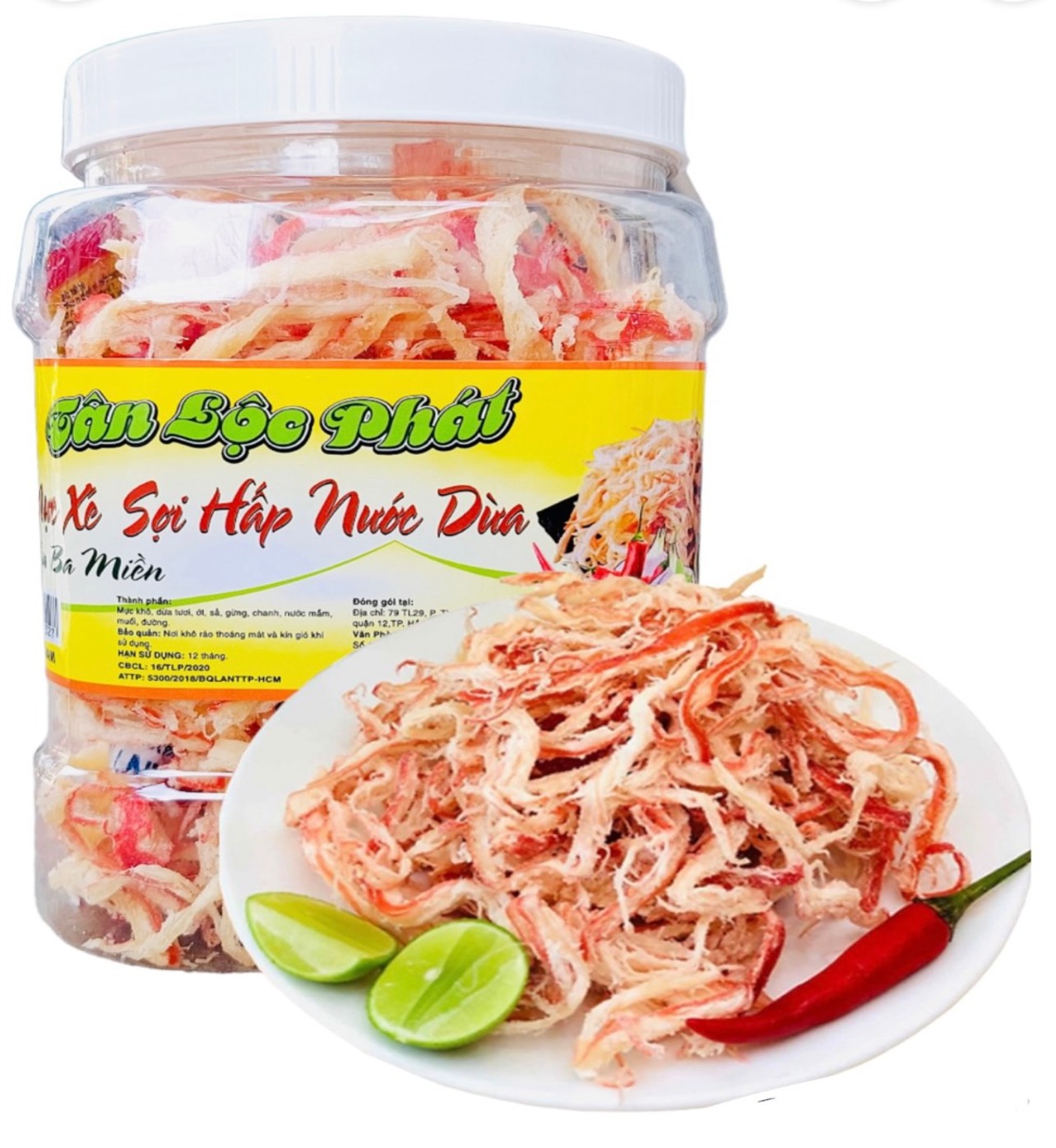 500G MỰC SỢI HẤP NƯỚC DỪA THƠM NGON KÈM TƯƠNG ỚT ĂN VẶT PHÙ HỢP MỌI LỨA TUỔI