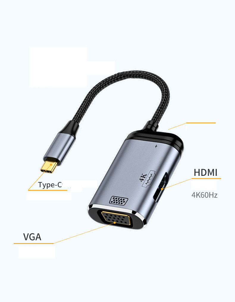 Hub usb type c ra hdmi  + vga cho các dòng laptop thunderbolt 3/ 4 và macbook m1