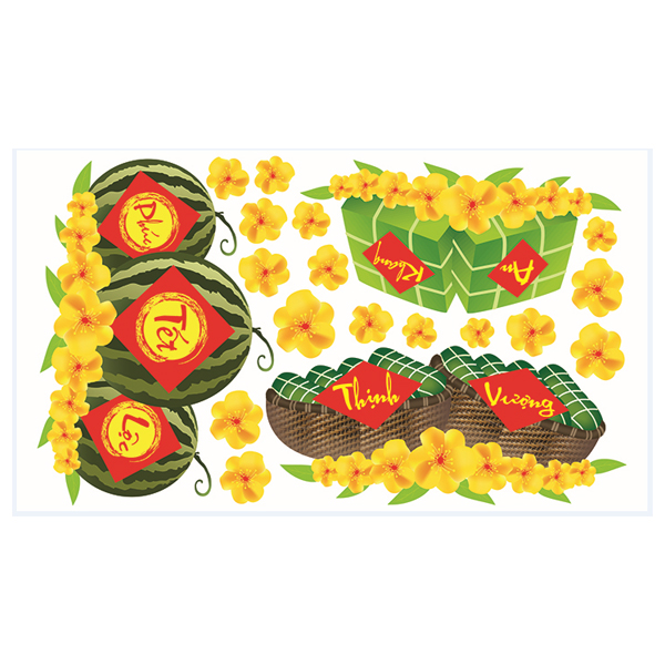 Decal Dán Tường Trang Trí Tết Xuân Combo Số 26
