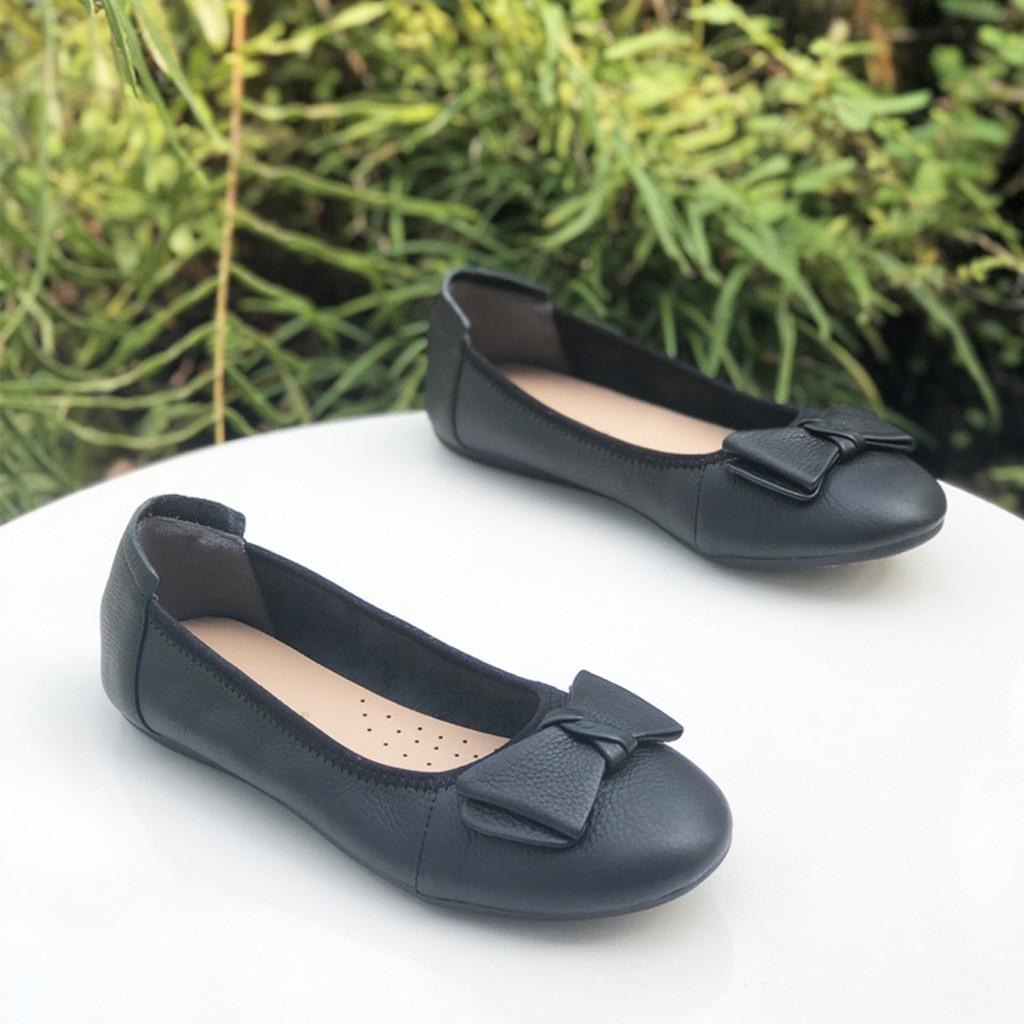 Giày búp bê da đính nơ siêu dễ thương,thời trang 21441