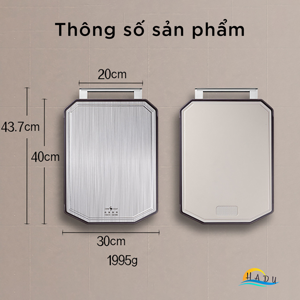 Thớt Inox 304 2 Mặt Dày Kháng Khuẩn Size Lớn Nhỏ Cao Cấp Đạt Chất Lượng Đức SSGP