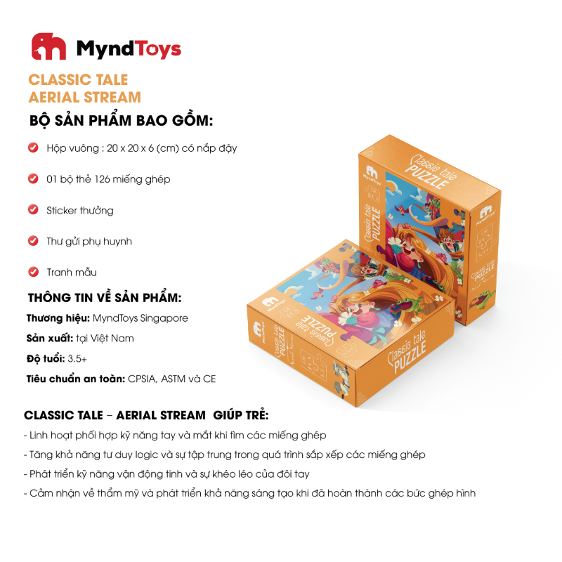 Đồ Chơi Xếp Hình Myndtoys Classic Tale Puzzle – Aerial Stream (Công Chúa Tóc Mây) Dành Cho Bé Gái