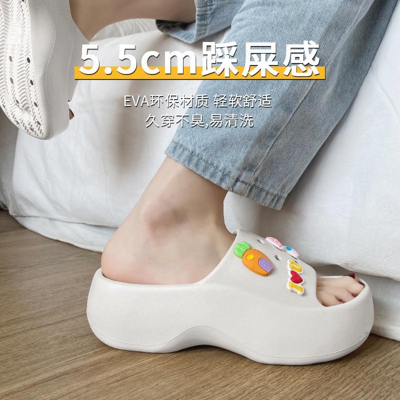 Dép bánh mì nữ đế cao, dép quai ngang kèm STICKER  dễ thương bản 2022 size 36&gt;41