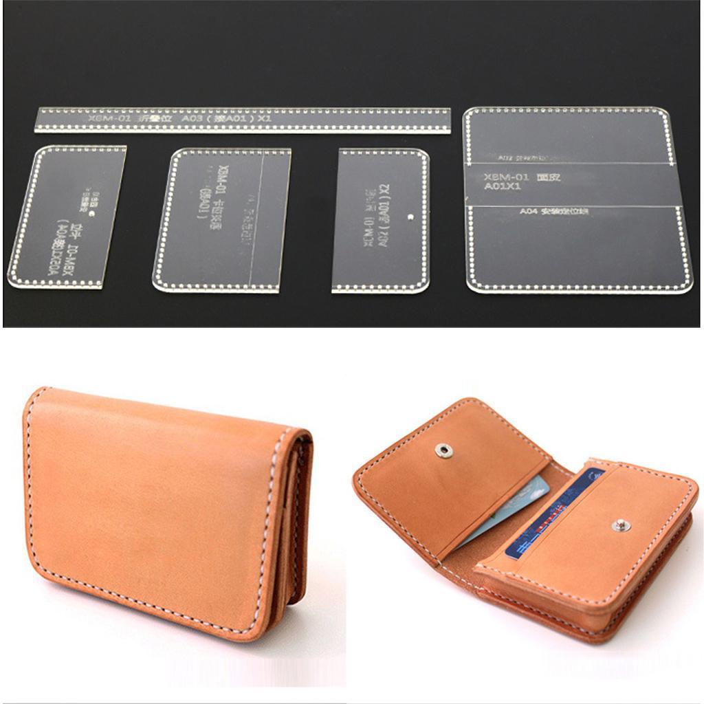 5x/ Acrylic Wallet Pattern Stencil Template Leather Craft DIY Tool