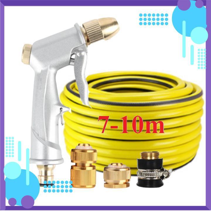 Vòi Xịt Nước️ Bộ dây vòi xịt nước rửa xe, tưới cây , tăng áp 3 lần, loại 7m, 10m 206701 đầu đồng, cút đồng