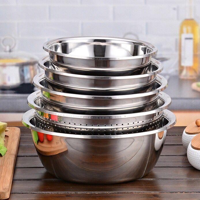 set 5 bộ rổ chậu inox