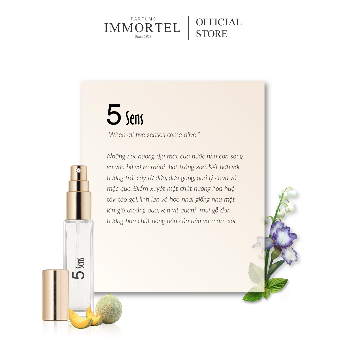 Nước hoa nữ IMMORTEL 5 Sens - 8mL EDP Chính hãng Pháp