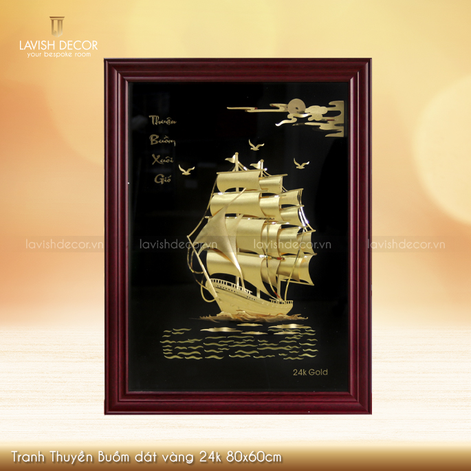 Tranh Thuyền Buồm dát vàng 24k 60x80cm