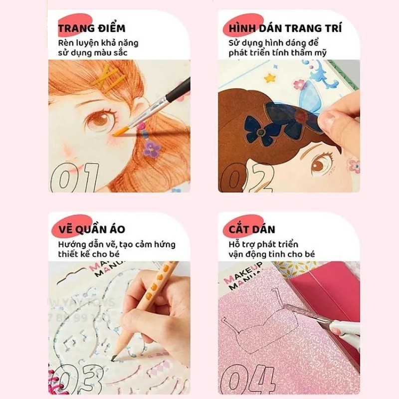 Đồ chơi Trang Điểm Cắt Dán và Tô Màu Nước - Mideer Makeup Manual