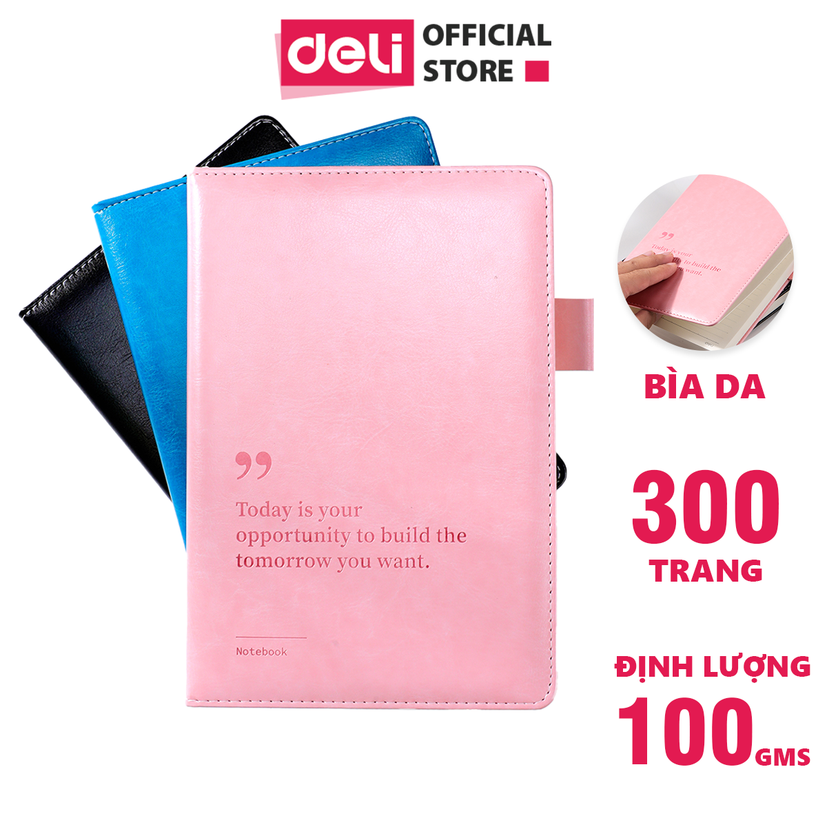 Sổ Tay Ghi Chép Bìa Da A5 300 Trang Kẻ Ngang Deli - Phù Hợp Làm Sổ Kế Hoạch Planner, Nhật Kí, Tập Vở Ghi Chép Bullet Journal - EN012 / EN013