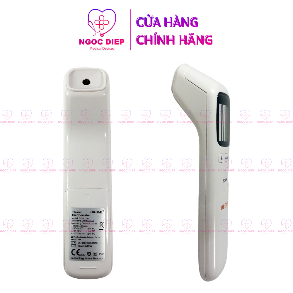 Nhiệt kế điện tử hồng ngoại OROMI CK-T1502 - Máy đo thân nhiệt - Hàng chính hãng