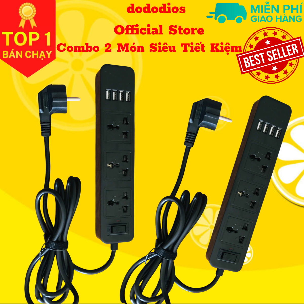 Ổ cắm điện đa năng thông minh dododios 2 cổng USB 5v sạc nhanh, chịu tải 2500W, tiết kiệm 30 kilowatt H dây nối 2m