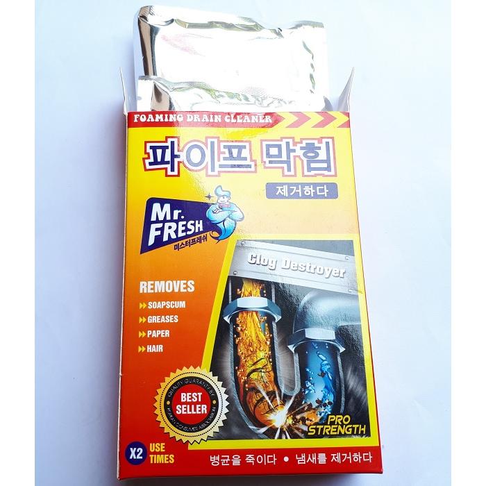 Bộ 2 hộp 4 gói bột thông tắc làm sạch đường ống Hàn Quốc