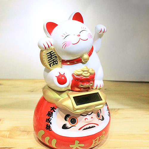 Mèo Thần Tài nhựa Daruma-Ước nguyện thành công 15cm