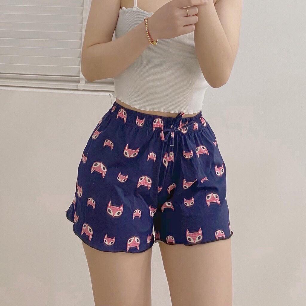 Quần đùi nữ hoa mặc ngủ, Quần short nữ thoáng mát, thấm hồ hôi (màu ngẫu nhiên)