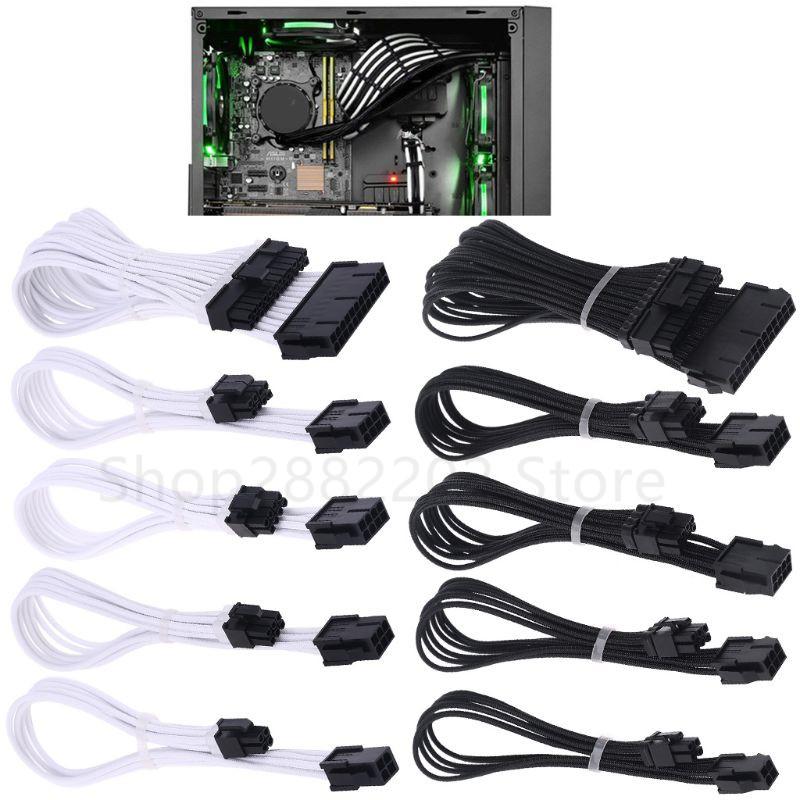 Cáp cấp nguồn mở rộng tay áo 24-pin A TX/EPS/8-pin PCI-E GPU/8pin CPU/6-pin PCIE/4Pin CPU Cable with Combs 18 AWG