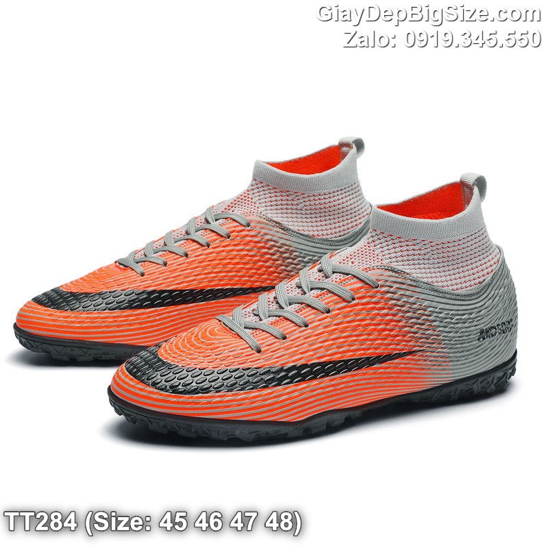 Giày đá bóng sân cỏ nhân tạo cỡ lớn 45 46 47 48 cho nam cao to chân ú bè. Big size soccer shoes for wide feet