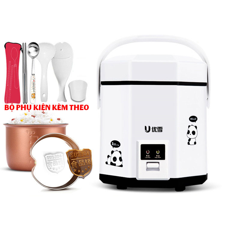 Nồi cơm điện mini 1.2L UXUE B12 nấu cơm hâm nóng nấu cháo hầm xương kèm bộ thìa đũa