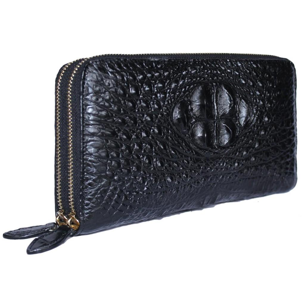 HC3734 - Ví nữ da cá sấu Huy Hoàng nhiều ngăn cầm tay màu đen