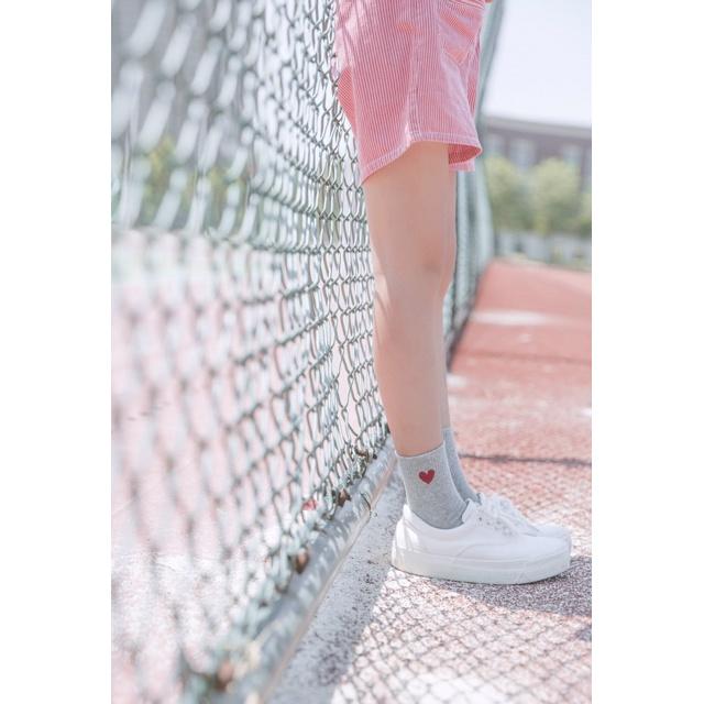 Vớ Cao Cổ Tim Tất Vớ Cotton Cổ Cao In Họa Tiết Tim Phong Cách Nhật Hàn Phong cách Ulzzang