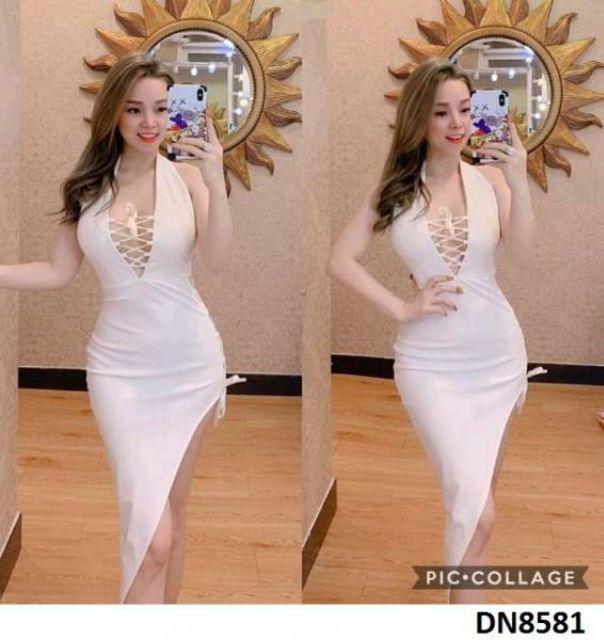 Đầm body xéo tà đan dây sexy